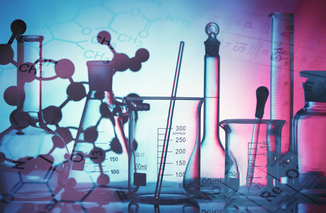 Foto gelas kimia di laboratorium